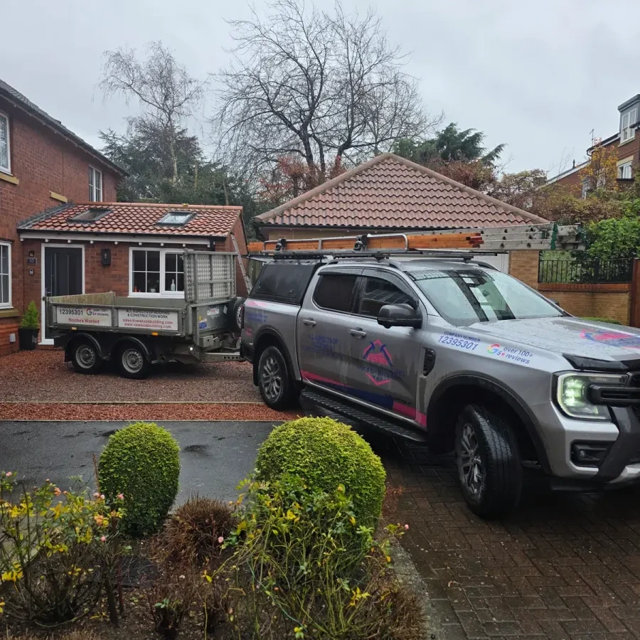 New Look work vehicle and tipper at a residential property